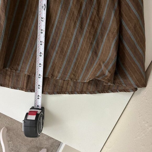 brown and blue pinstripe y2k deep v neck midi dress - Picture 7 of 8